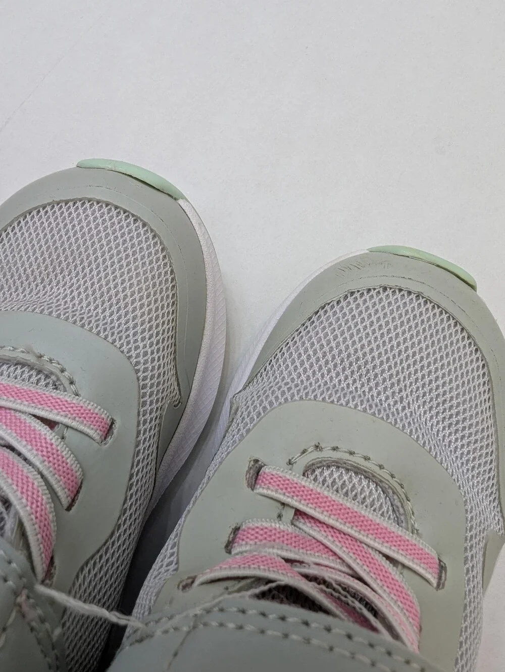 Athletic Works Baby Girl Green And Gray Mesh  Sneakers - Hook & Loop - Size 8